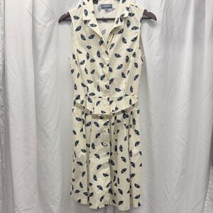 Modcloth Cream and Blue Umbrella Print Midi Dress